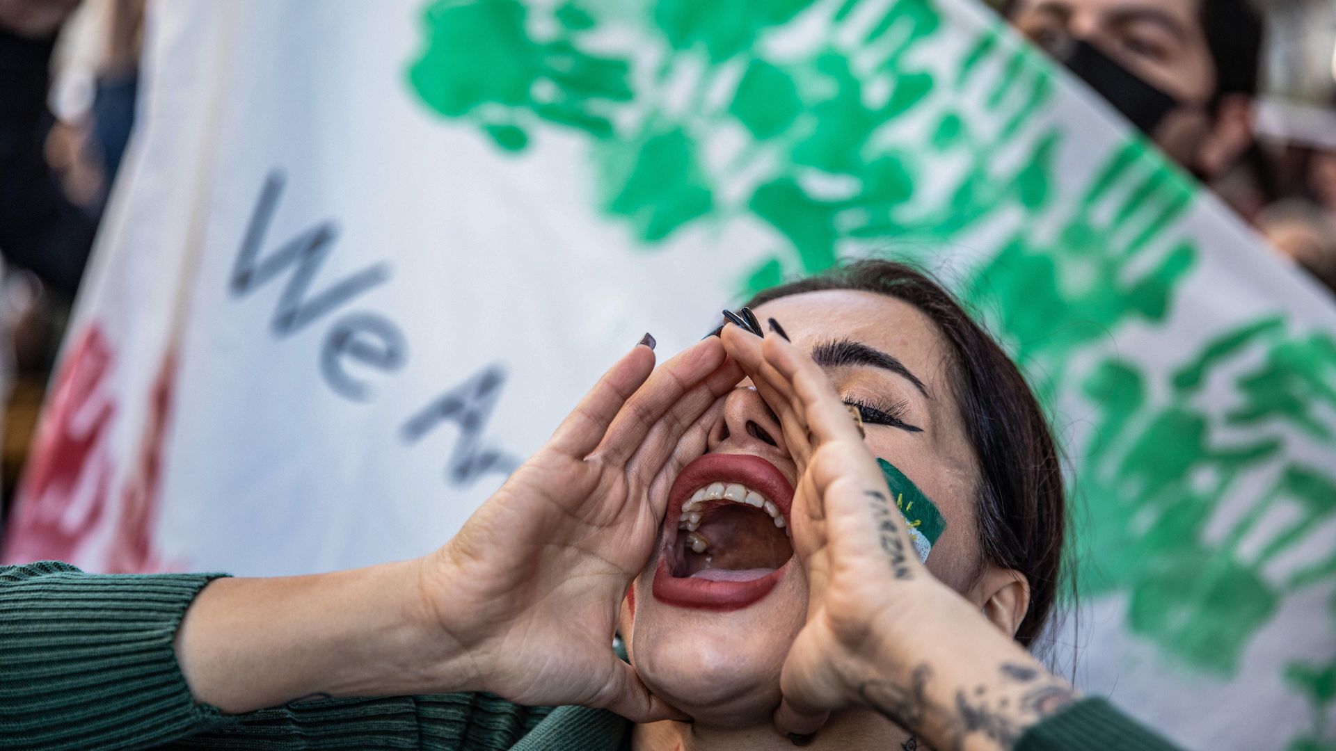 Iran’s underground dance movement has been fuelled by international ‘women, life, freedom’ protests, like this one in Istanbul: SOPA Images/Alamy